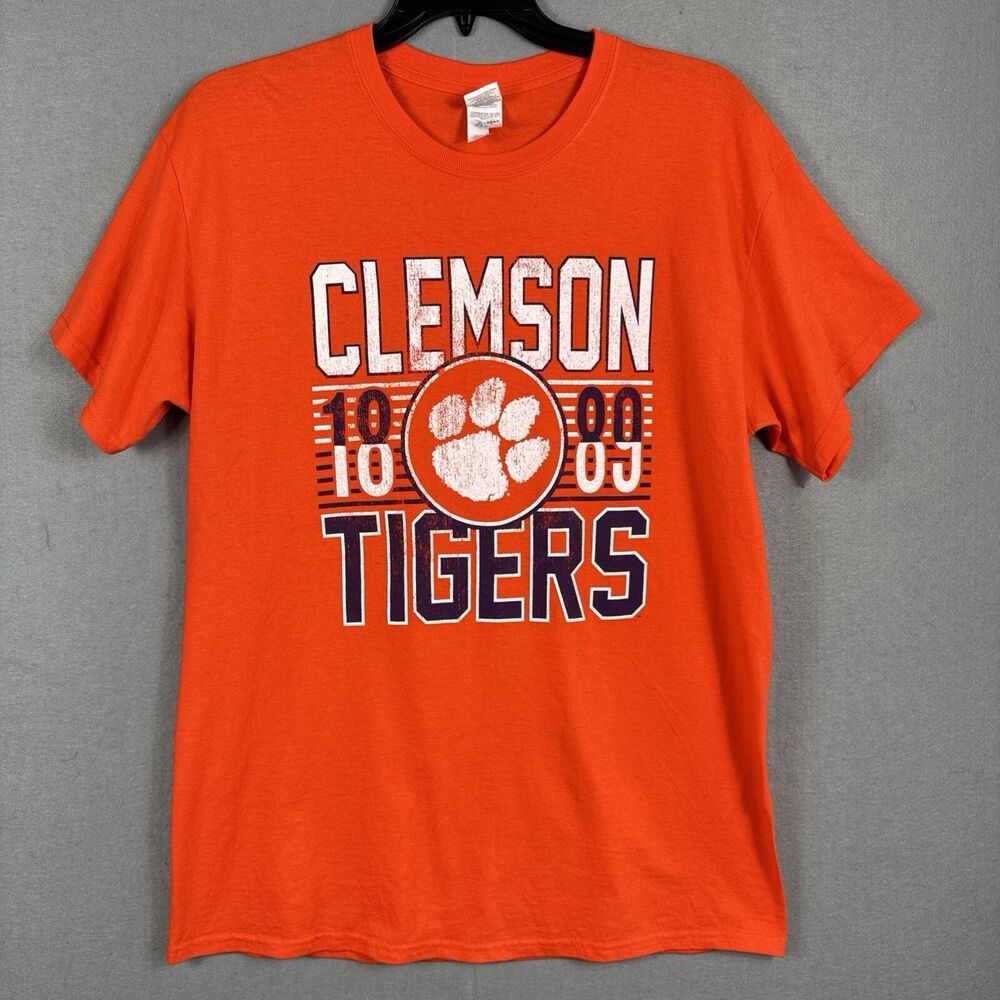 Clemson University T-Shirt Unisex L Tigers Orange Crewneck Short Sleeve College